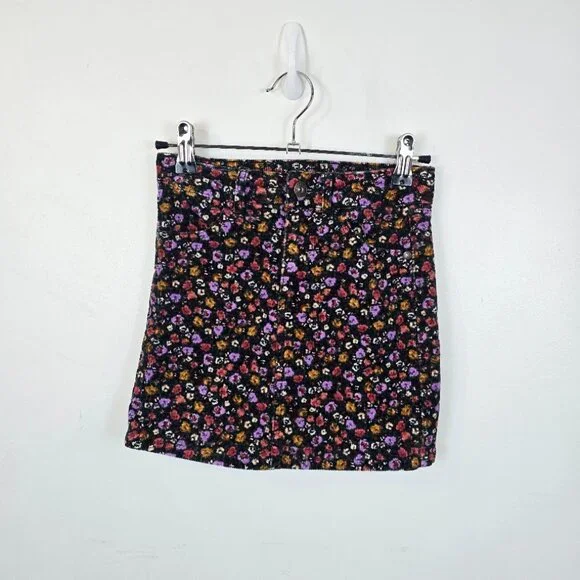 Art Class Girls Floral Corduroy Skirt Size M 7/8 Lined Stretch - Picture 2 of 10
